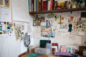 Picture of the interior of artist David Shillnglaw's studio in margate