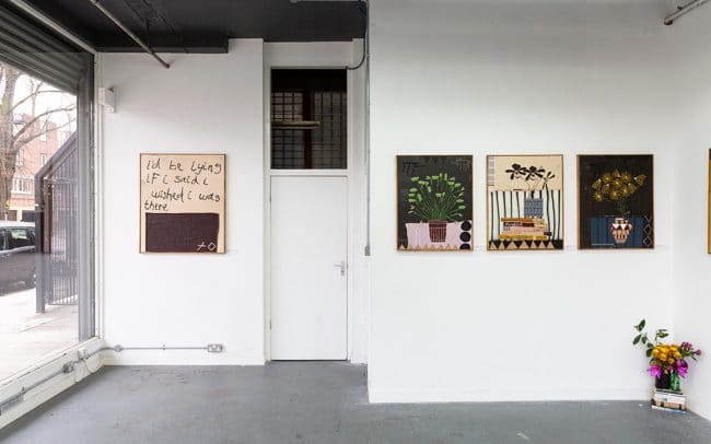 Image of the gallery wall with paintings by Jordy Kerwick from his exhibition with Delphian Gallery