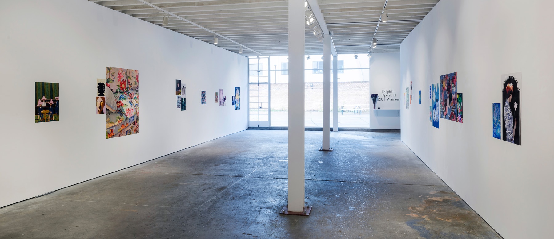 Installation view of the Delphian Open Call exhibition 2021 at Unit 1 Gallery in West London